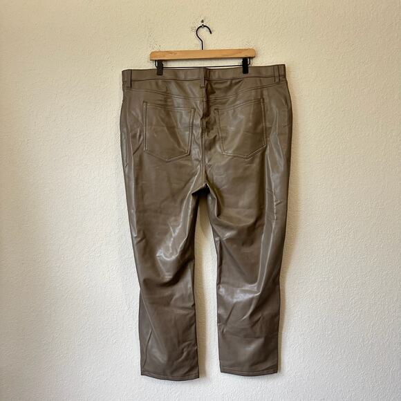 ABERCROMBIE & FITCH The 90s Straight Pants Taupe Vegan Leather NWT - Picture 2 of 15